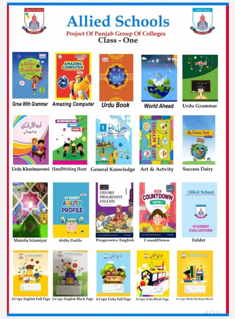 Allied School Class 1 textbooks — Grade 1 curriculum