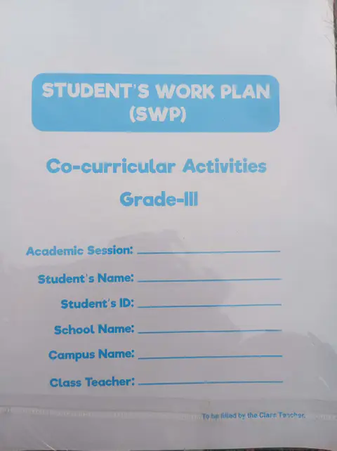 Student Work Plan SWP Class 3 Grade Iii All Subjects textbook cover — official Allied School Student Work Plan curriculum book