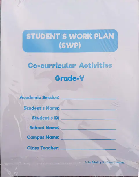 Student Work Plan SWP Class 5 Grade V All Subjects Allied Schools textbook cover — official Allied School Student Work Plan curriculum book