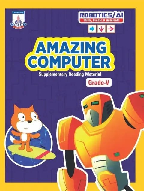 Amazing Computer Grade 5 textbook cover — official Allied School Class 5 curriculum book
