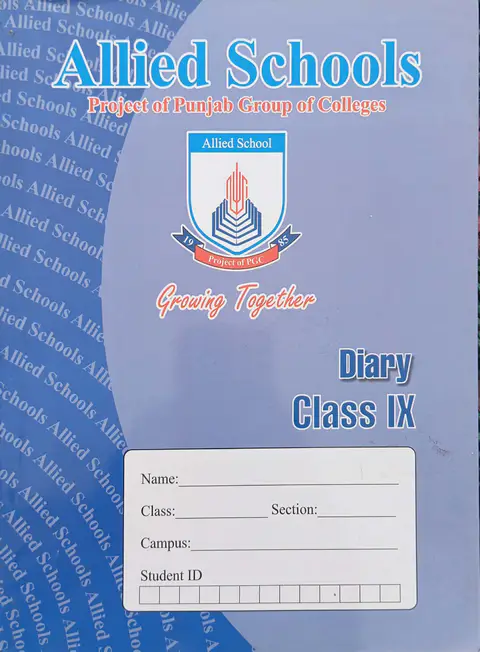 Diary Class 9 Allied Schools textbook cover — official Allied School Diary curriculum book