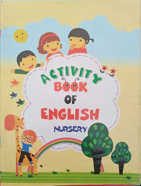 Activity Book Of English Nursery Alphabet Tracing Coloring textbook cover — official Allied School Nursery curriculum book