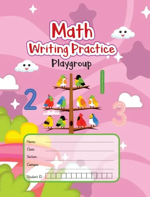 Math Writing Practice textbook cover — official Allied School Playgroup curriculum book