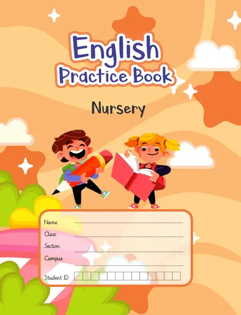 English Practice Book textbook cover — official Allied School Nursery curriculum book
