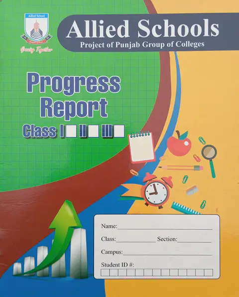 Progress Report Card Class 1 2 3 Lower Primary textbook cover — official Allied School Diary curriculum book